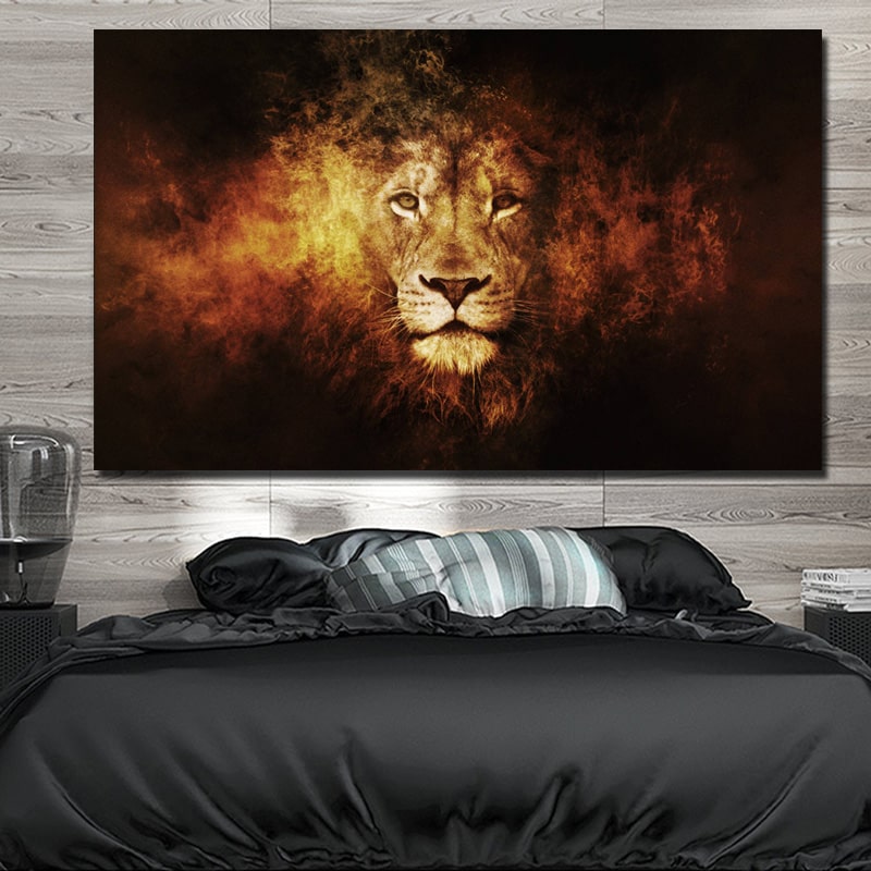 ▷ Tableau avec un lion de style moderne