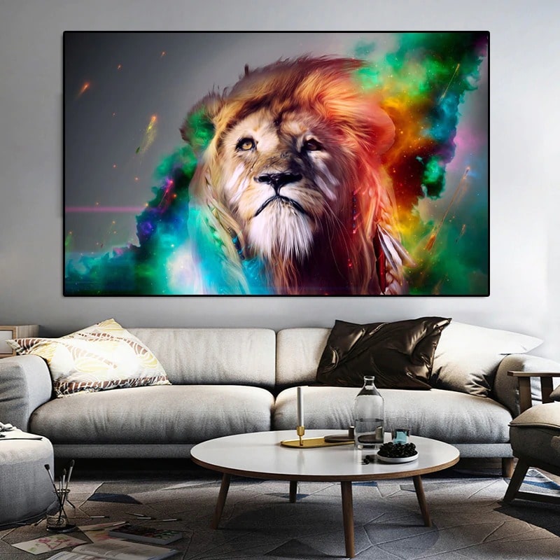 ▷ Tableau avec un lion de style moderne