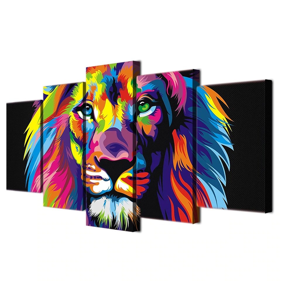 Tableau - Rainbow Lion (1 Part) Wide [90x60] à Prix Carrefour
