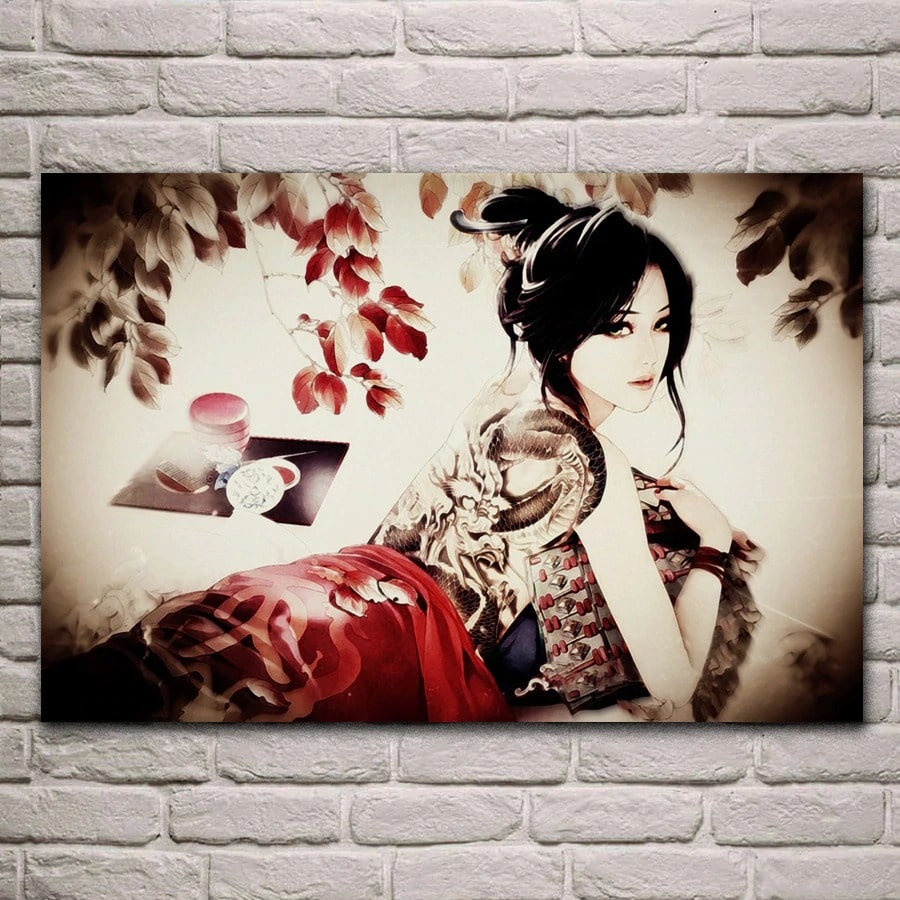 ▷ Magnifique tableau mural d'une femme japonaise