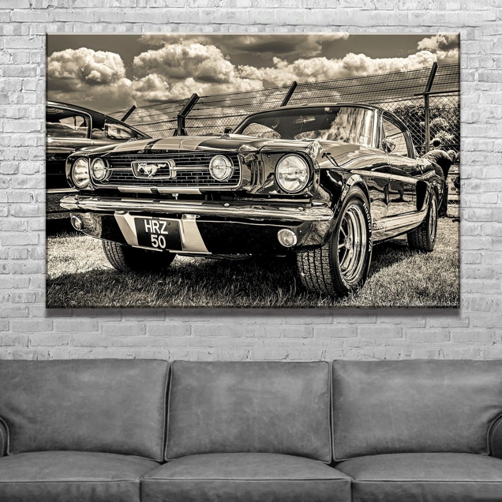 ▷ Superbe tableau vintage d'une Mustang
